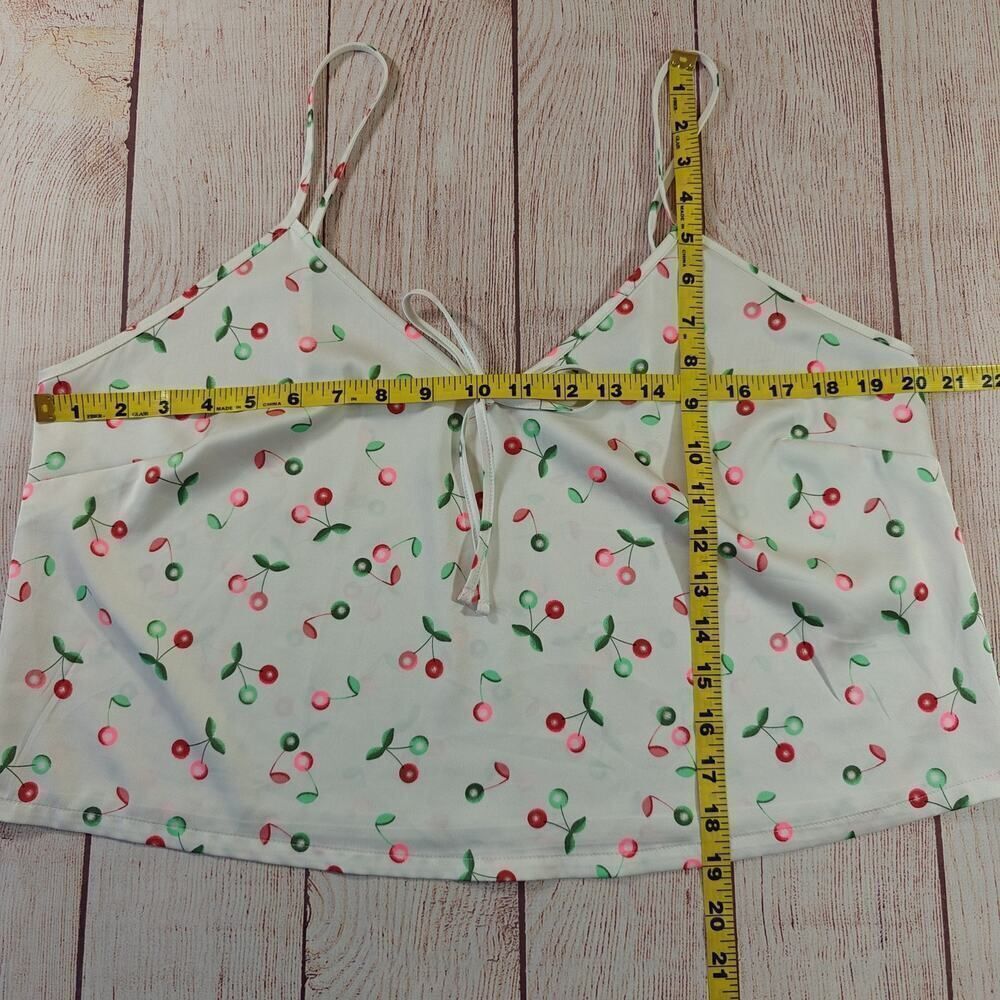 Colsie white cherry satin pajama tank short set sz L - Picture 8 of 14